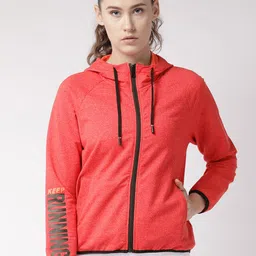 Fitkin Women Red Melange Running Sporty Jacket-image-9