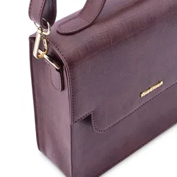 Fastrack Textured Structured Satchel with Cut Work image 5