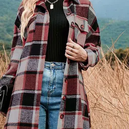 StyleCast x Revolte Checked Single-Breasted Overcoat image 2