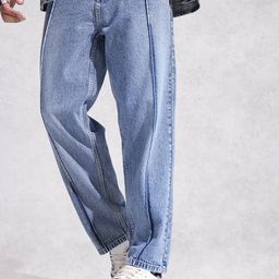 WROGN Men Loose Fit Mid-Rise Heavy Fade Pure Cotton Jeans-picture-25