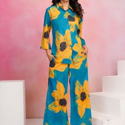 Kaftanize Women Blue Floral Printed Co-Ords-30