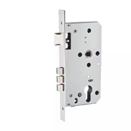 GEZE Tri-Bolt Lock With Fixing Screws, Size 50/85 mm, Stainless Steel Front and Strike Plate with Brass Latch and SS Finish, 8115205-image-91