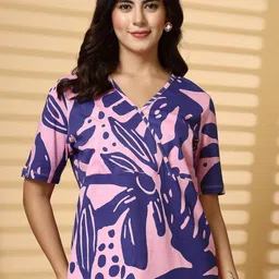 House Of Zelena Printed Cotton Maternity Wrap Top-picture-18