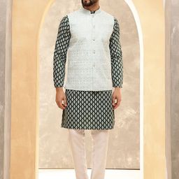 Anouk Green Ethnic Motifs Printed Pure Cotton Straight Kurta With Pyjamas-image-81
