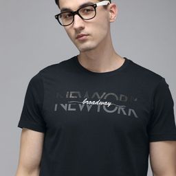 Arrow New York Men Navy Blue Printed Pure Cotton T-shirt-picture-24