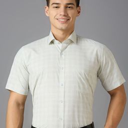 MARK & ALBERT Men India Slim Fit Spread Collar Checked Cotton Formal Shirt-image-33