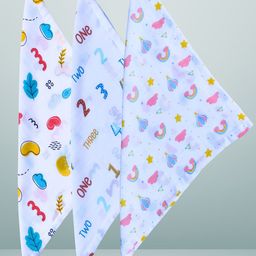 BAESD Kids Pack Of 3 Printed Organic Muslin Cotton Baby Wash Cloths-image-1