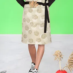 ArtzFolio Brown & Beige Printed Cotton Waist Apron-12
