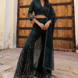 Ragavi Printed Pure Cotton Top & Palazzos With Dupatta Co-Ords-3