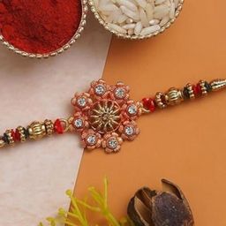 Nutts Stone Studded Rakhi With Pooja Plate Roli Chawal & Rakhi Gifts Set-image-73