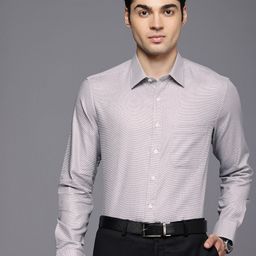 Louis Philippe Pure Cotton Self Design Slim Fit Textured Formal Shirt-image-60