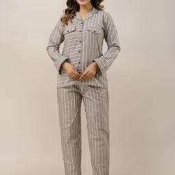 CORDSET Striped Printed Pure Cotton Shirt And Trouser-37