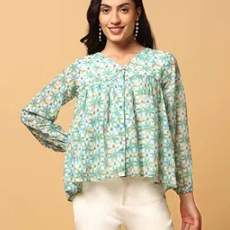 BAESD Floral Print Puff Sleeve Georgette Top-image-79