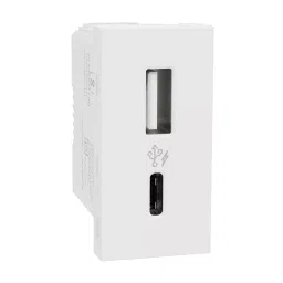 Schneider A+C Type USB Charger Miluz ZeTa White 2.4 Amp 1 Module, MZUSBAC1M_WH-47
