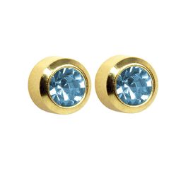STUDEX 24K Pure Gold Plated Stainless Steel Aquamarine Studded Circular Shaped Studs-27