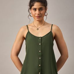 The Roadster Lifestyle Co Front Button Spaghetti Top-picture-54