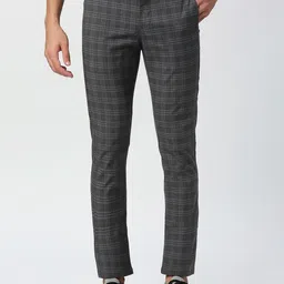 Basics Men Cotton Checked Tapered Fit Trousers-image-76