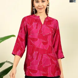 THE FAB FACTORY Women Pack Of 2 V Neck Abstract Printed Top-picture-44