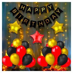 Bubble Trouble Happy Birthday Decoration Kit Combo With Fairy Led Lights - Pack of 45-image-74