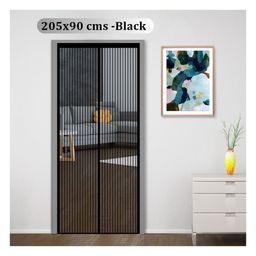 Classic Mosquito Net Magnetic Screen Polyester Mesh Curtain Patio Door With Full Frame Hook & Loop 205 x B 90 cm - Black-29