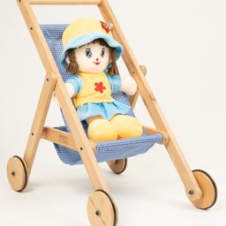 Rocking Potato Wooden Doll stroller- Blue-image-43