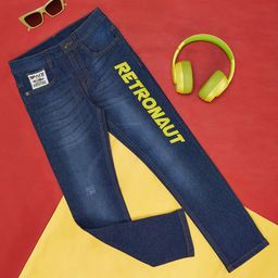 Pantaloons Junior Placement Retronaut Printed Button Down Jeans - Medium Blue-image-26