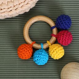 Love Crochet Art Wooden Rainbow Teether - Multi-18