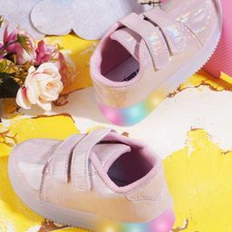 KATS Striped Detailed Velcro Closure LED Shoes - Pink-image-22
