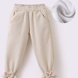 Kookie Kids Full Length Lounge Pants with Bow Applique - Cream-image-58