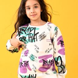 Anthrilo Fleece Full Sleeves Ready For That Text Printed Sweatshirt - White-picture-46