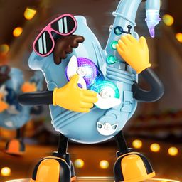 VGRASSP Musical Mr. Rock Saxophone Toy for Kids with 3D Light, Rock and Roll Tunes, Left Right Dance Moves, Swinging Hands, Volume Control - Blow Air and Play Real Like Saxophone-46
