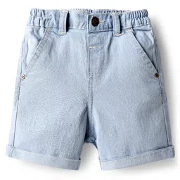 Babyhug Denim Mid Thigh Washed Shorts With Stretch - Light Blue-picture-41