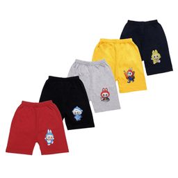 Superminis Cotton Blend Woven Pack Of 5 Cartoon Printed Shorts - Red Black Navy Blue & Grey-image-52