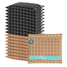 Kuber Industries Brown & Black 18 Pieces Checked Regular Multi-Utility Saree Organisers-35