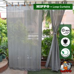 Hippo Loop Curtains with Sun Protection Pack of 2 Charcoal Grey - 4.5FTX4.5FT image 2
