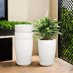 RUBOXA Plain Tower 4-Pcs White UV-ProtectedPlanters-56