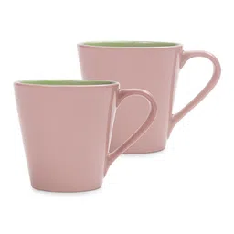 Pure Home and Living Pink & Green Solid Stoneware Matte Mugs Set of Cups and Mugs image 4