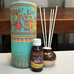 GLOBAL AROMA Brown & Blue Denim Reed Aroma Oil Diffuser Set - 100 ml-image-81