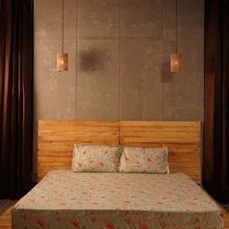 KANUSHI INDUSTRIES Green & Cream Printed 210 TC Cotton King Bedsheet Set 2.41 m x 2.74 m-image-91