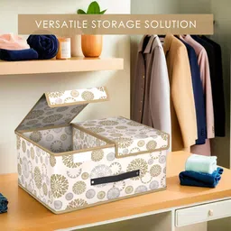 Kuber Industries White & Beige 5 Pieces Printed Wardrobe Multi-Utility Organisers image 3