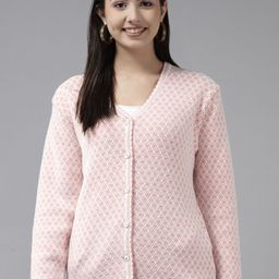 Cayman Women Pink Knitted Woollen Cardigan-88