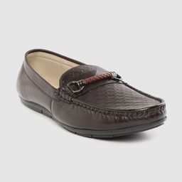 LOUIS STITCH Men Coffee Brown Textured Leather Handmade Horsebit Loafers-image-83