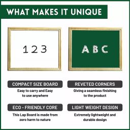 SHELFKING Non-Magnetic 10 x 12 Inch's Double Sided Whiteboard and Chalkboard Wooden Slate Both Side Writing Boards, One Side White Surface and Reverse Side Green Surface image 3
