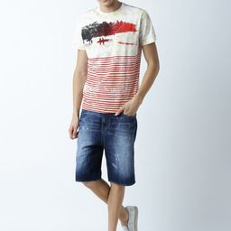 Huetrap Men White Striped Round Neck T-shirt-image-61