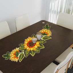 YWULY Yellow & Green Glass Beaded TableRunner-20