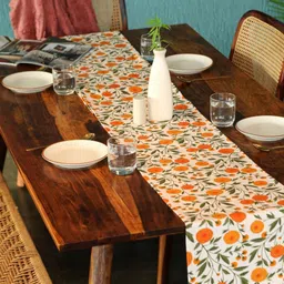 Abolee Homes Off-White & Yellow Printed Anti-Slip Table Runner-45