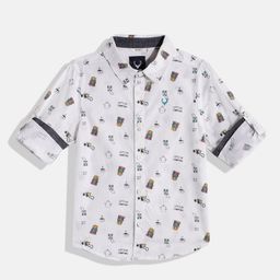 Allen Solly Junior Boys White Conversational Printed Pure Cotton Casual Shirt-image-53
