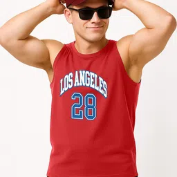 VEIRDO Men Regular Fit Red Printed Pure Cotton Innerwear Vests - G4_LA_RD-image-28