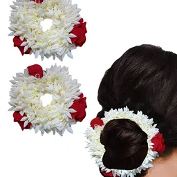 Matra 2 Pcs Hair Gajra Scented Mogra Rose Flower Scrunchie-14