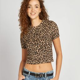 KIABI Women Animal Printed Round Neck Cotton T-shirt-image-86